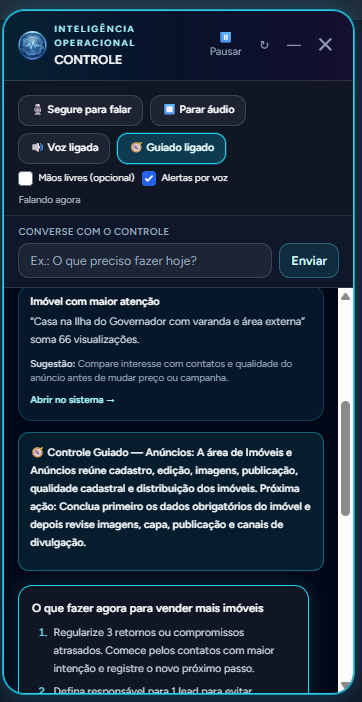 CONTROLE, assistente operacional inteligente do CG Imob Pro